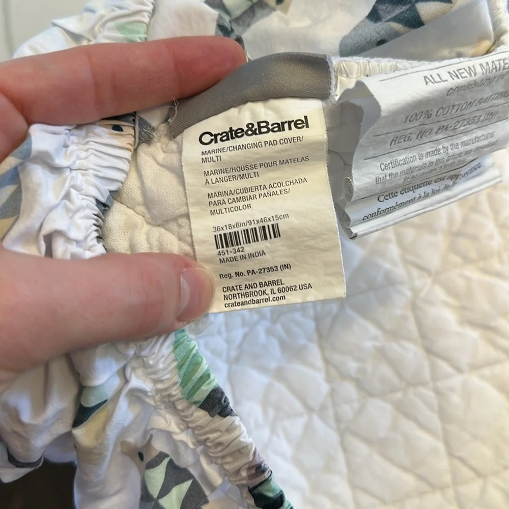 Crate&barrel crate&kids changing pad cover lot of 3 Dino fish blue brushstrokes